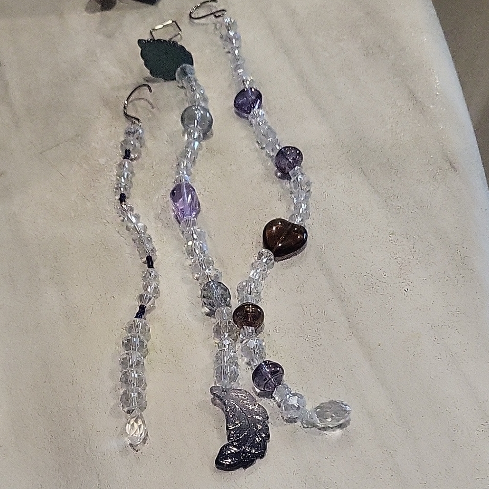 Lot Of 3 Elegant Purple and Silver Austrian Crystal Beaded Suncatchers - NWT